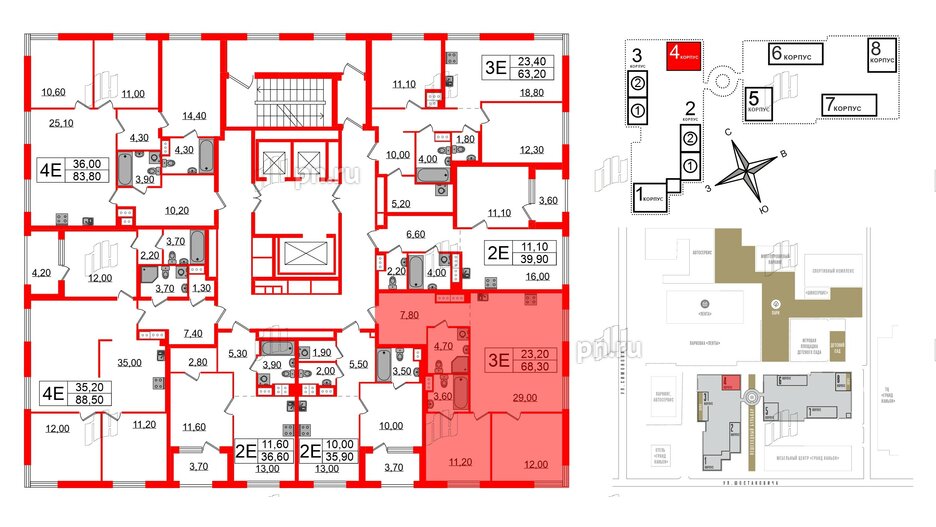 Квартира в ЖК Струны, 2 комнатная, 68.3 м², 14 этаж