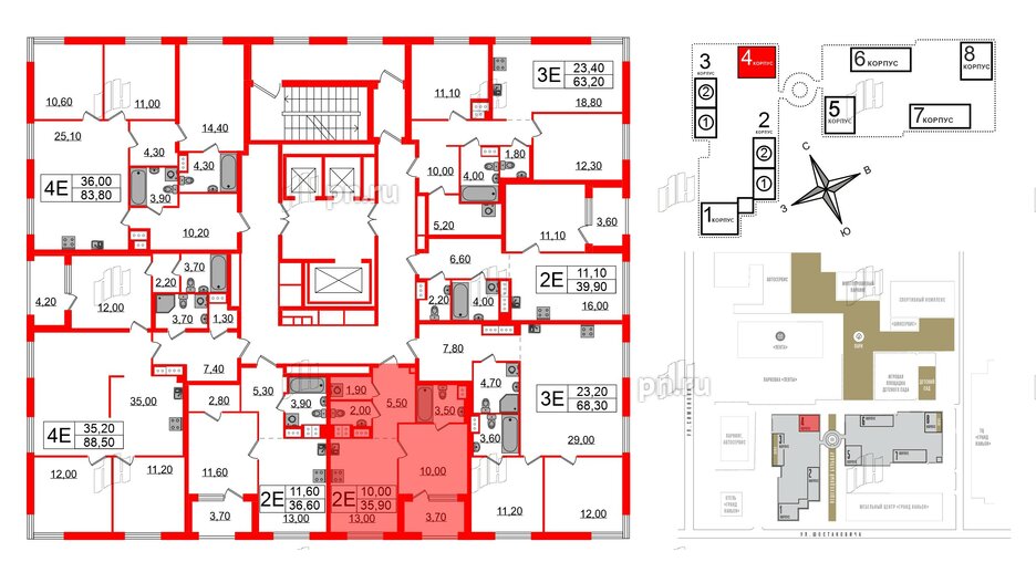 Квартира в ЖК Струны, 1 комнатная, 35.9 м², 19 этаж