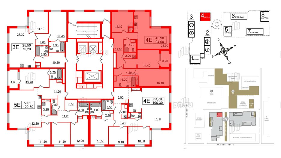 Квартира в ЖК Струны, 3 комнатная, 94 м², 23 этаж