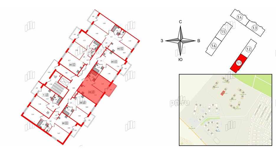 Квартира в ЖК Счастье 2.0, 1 комнатная, 37.57 м², 4 этаж