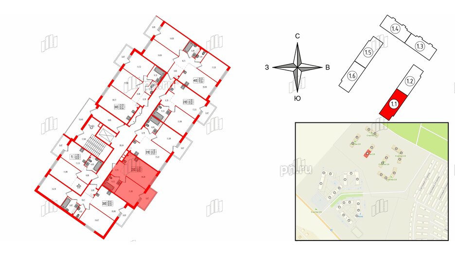 Квартира в ЖК Счастье 2.0, 1 комнатная, 36.69 м², 4 этаж