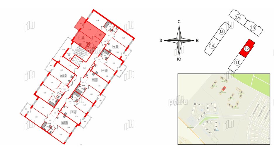 Квартира в ЖК Счастье 2.0, 1 комнатная, 35.85 м², 5 этаж