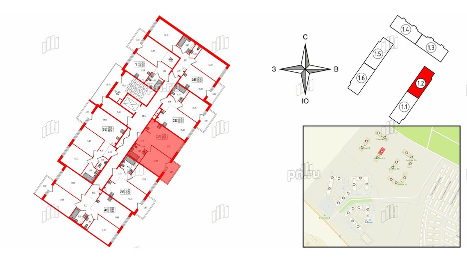 Квартира в ЖК Счастье 2.0, 1 комнатная, 37.57 м², 4 этаж