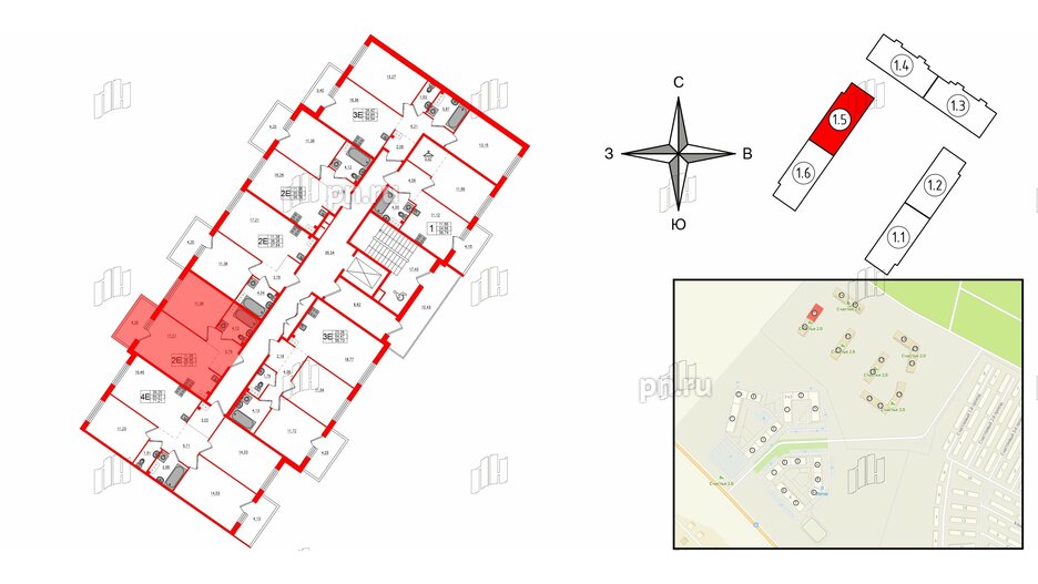 Квартира в ЖК Счастье 2.0, 1 комнатная, 37.72 м², 3 этаж