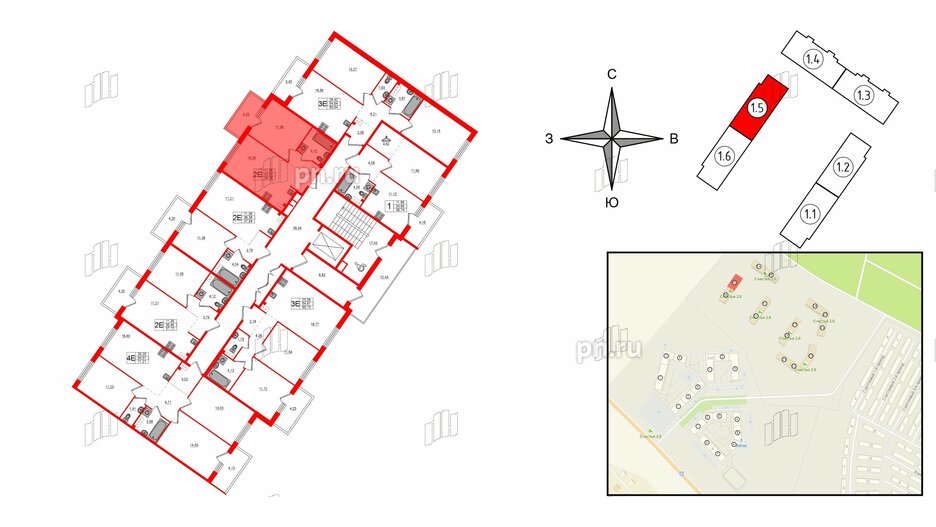 Квартира в ЖК Счастье 2.0, 1 комнатная, 36.76 м², 3 этаж