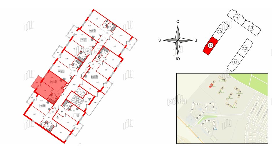 Квартира в ЖК Счастье 2.0, 1 комнатная, 36.85 м², 5 этаж