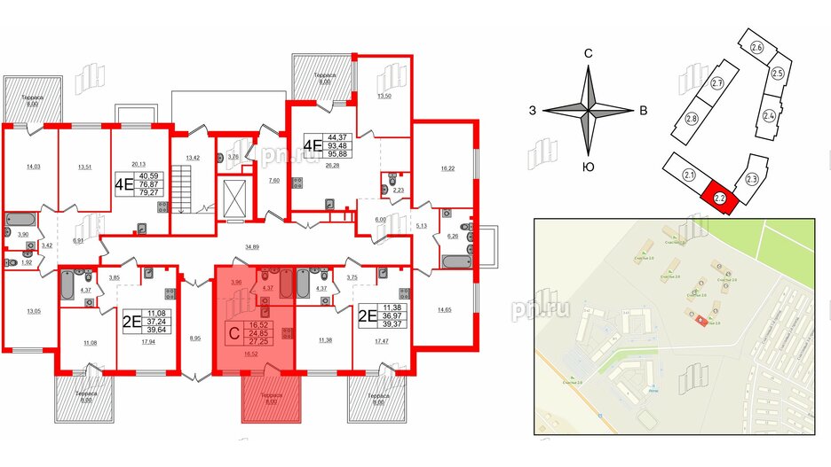 Квартира в ЖК Счастье 2.0, студия, 27.25 м², 1 этаж