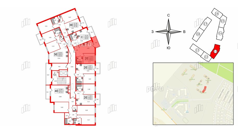 Квартира в ЖК Счастье 2.0, 1 комнатная, 36.42 м², 2 этаж