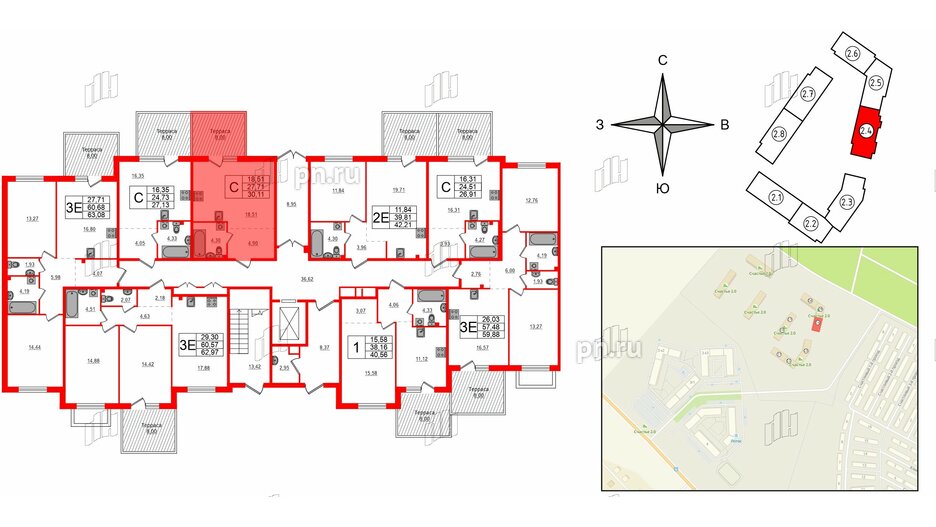 Квартира в ЖК Счастье 2.0, студия, 30.11 м², 1 этаж