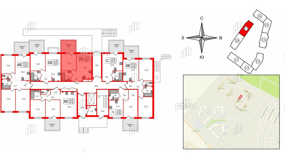 Квартира в ЖК Счастье 2.0, 1 комнатная, 38.47 м², 1 этаж