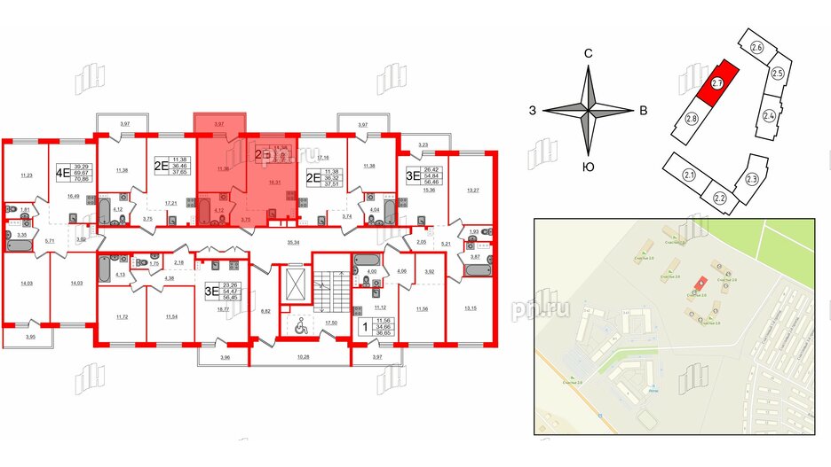 Квартира в ЖК Счастье 2.0, 1 комнатная, 36.75 м², 5 этаж