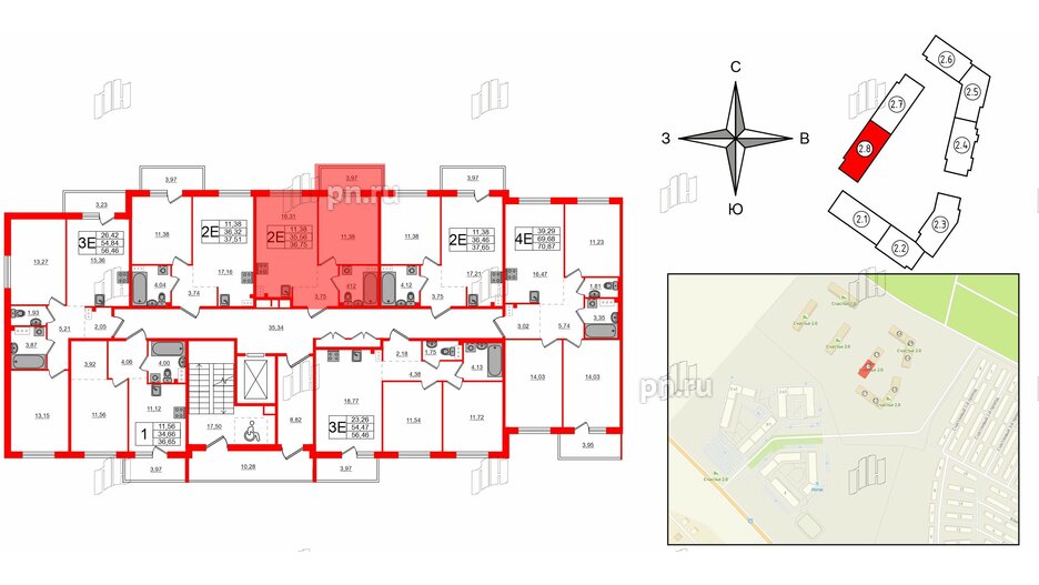 Квартира в ЖК Счастье 2.0, 1 комнатная, 36.75 м², 4 этаж