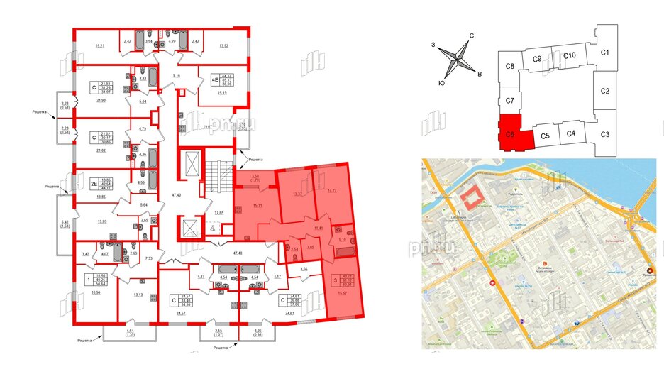 Квартира в ЖК Регенбоген, 1 комнатная, 44.17 м², 2 этаж