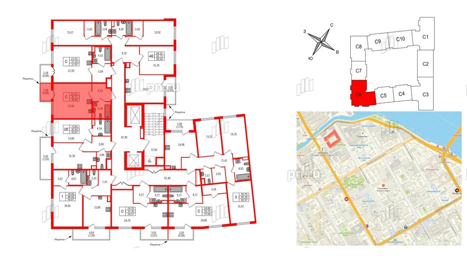 Квартира в ЖК Регенбоген, 3 комнатная, 82.07 м², 3 этаж