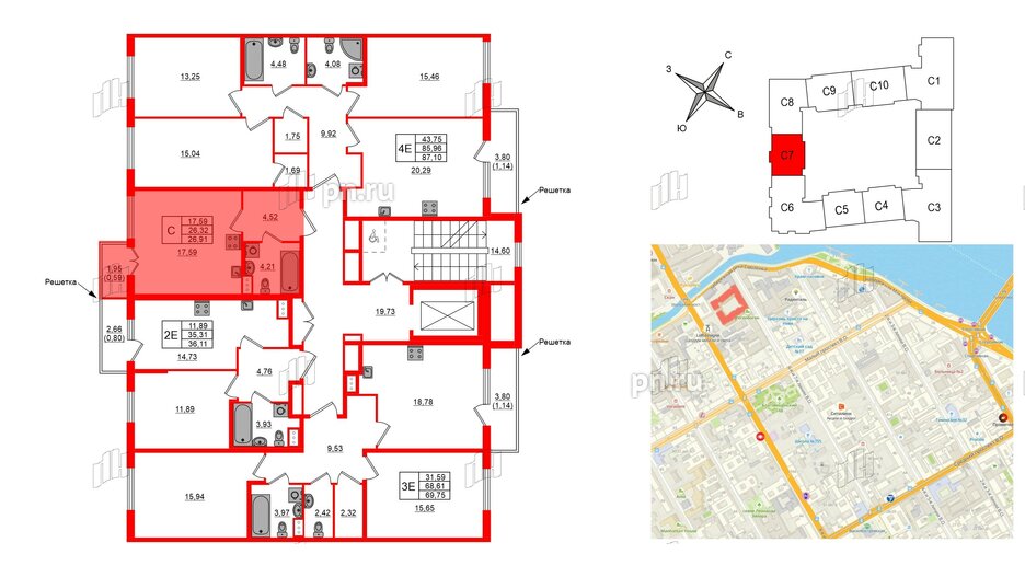 Квартира в ЖК Регенбоген, студия, 26.91 м², 3 этаж