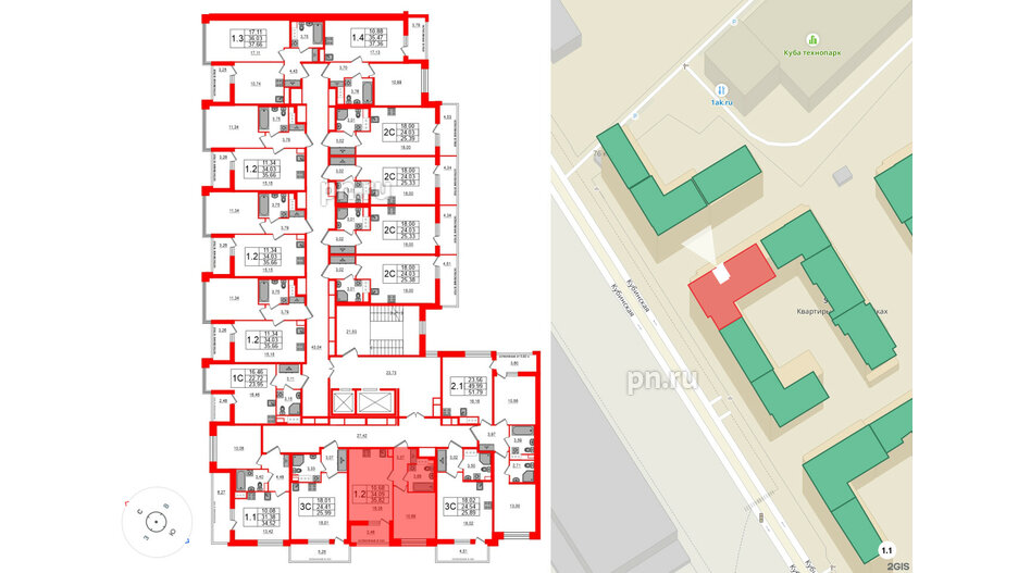 Квартира в ЖК Титул в Московском, 1 комнатная, 34.09 м², 7 этаж