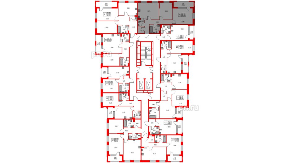 Квартира в ЖК Тайм Сквер, 2 комнатная, 68 м², 8 этаж