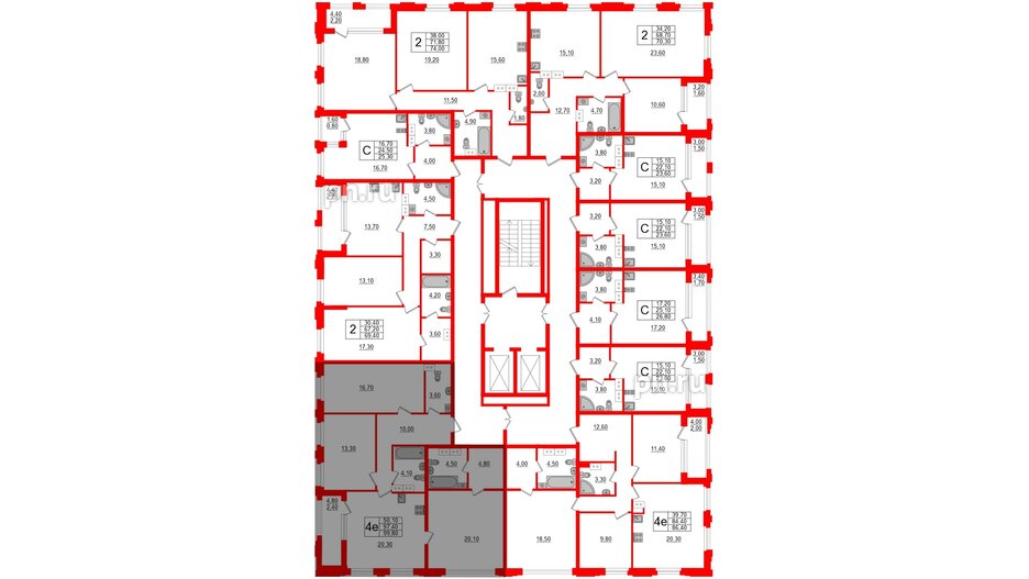 Квартира в ЖК Тайм Сквер, 3 комнатная, 99.8 м², 12 этаж