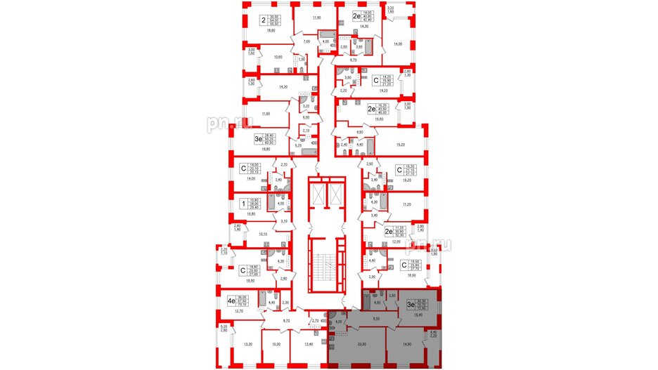 Квартира в ЖК Тайм Сквер, 2 комнатная, 72.9 м², 3 этаж