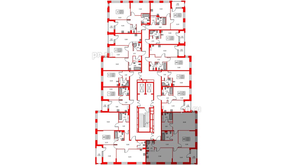 Квартира в ЖК Тайм Сквер, 3 комнатная, 96.2 м², 12 этаж