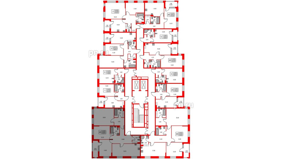 Квартира в ЖК Тайм Сквер, 3 комнатная, 92.1 м², 13 этаж