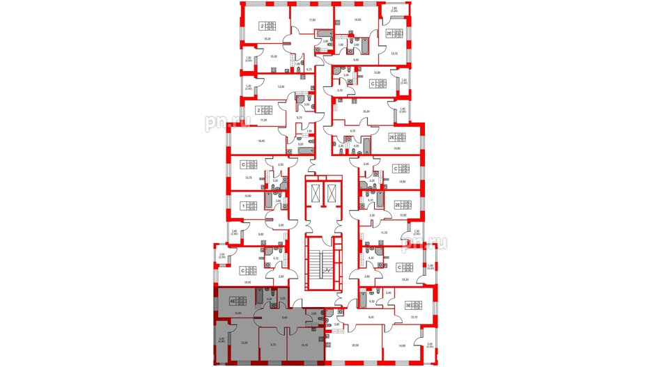 Квартира в ЖК Тайм Сквер, 3 комнатная, 68 м², 10 этаж