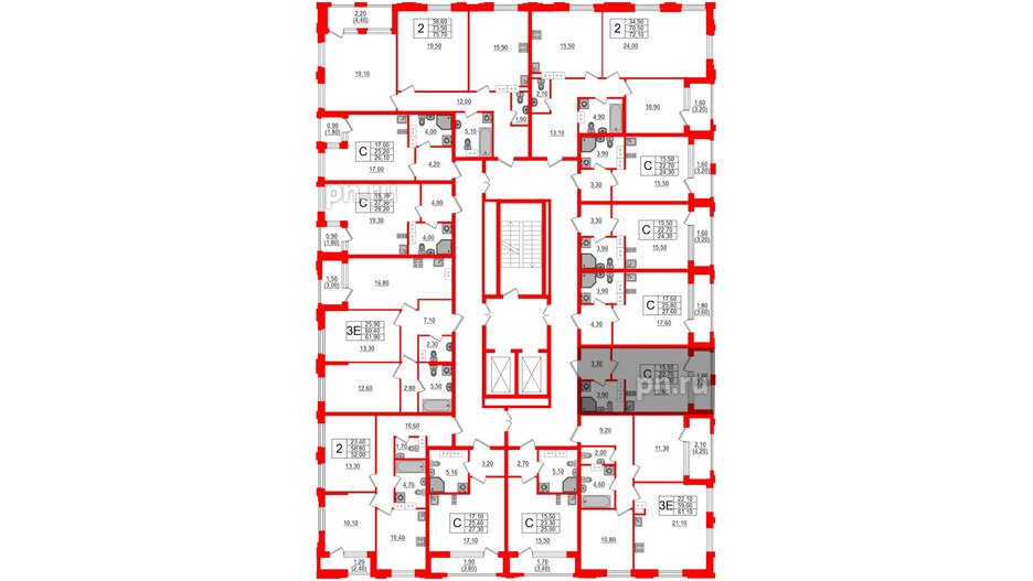 Квартира в ЖК Тайм Сквер, студия, 24.3 м², 13 этаж