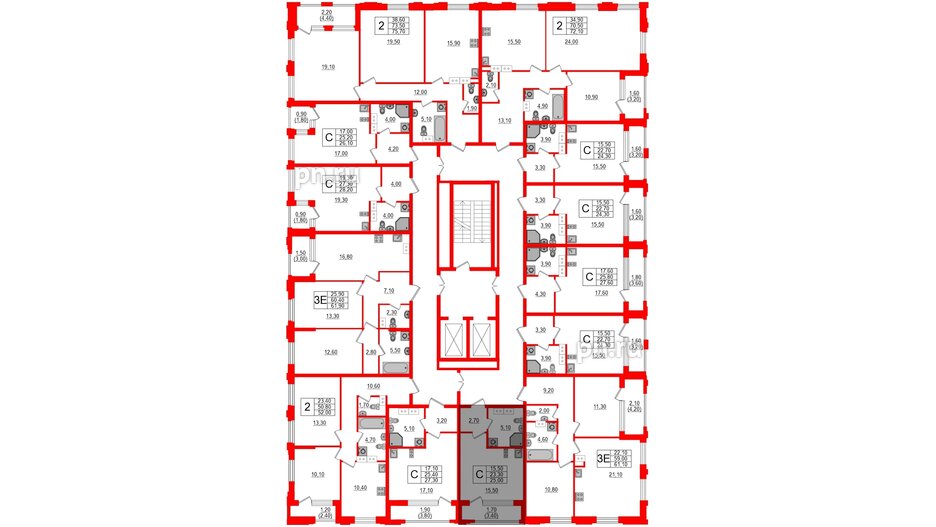 Квартира в ЖК Тайм Сквер, студия, 25 м², 13 этаж