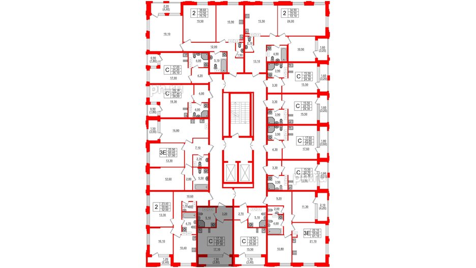 Квартира в ЖК Тайм Сквер, студия, 27.3 м², 13 этаж