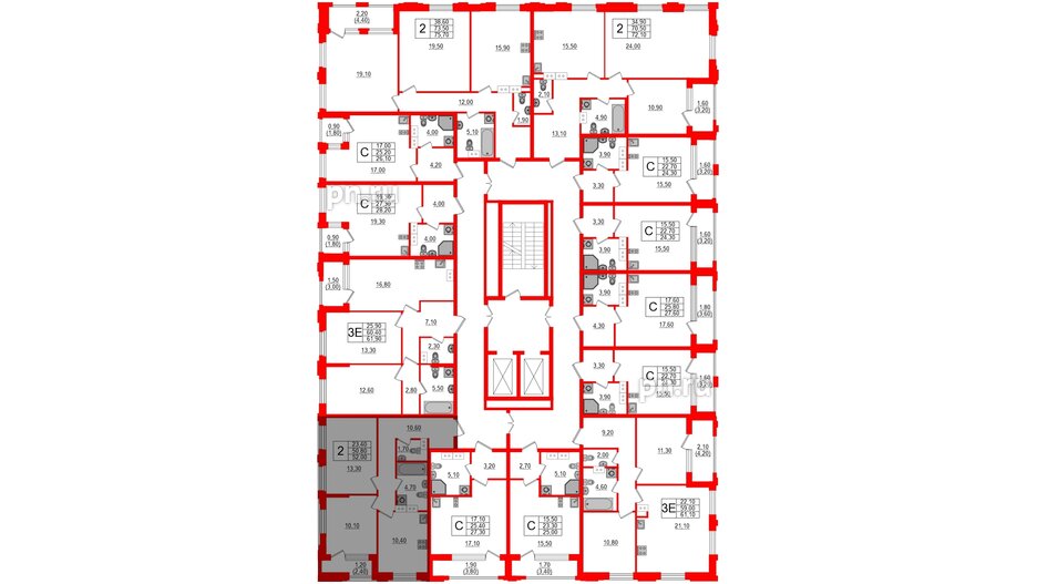 Квартира в ЖК Тайм Сквер, 2 комнатная, 52 м², 11 этаж