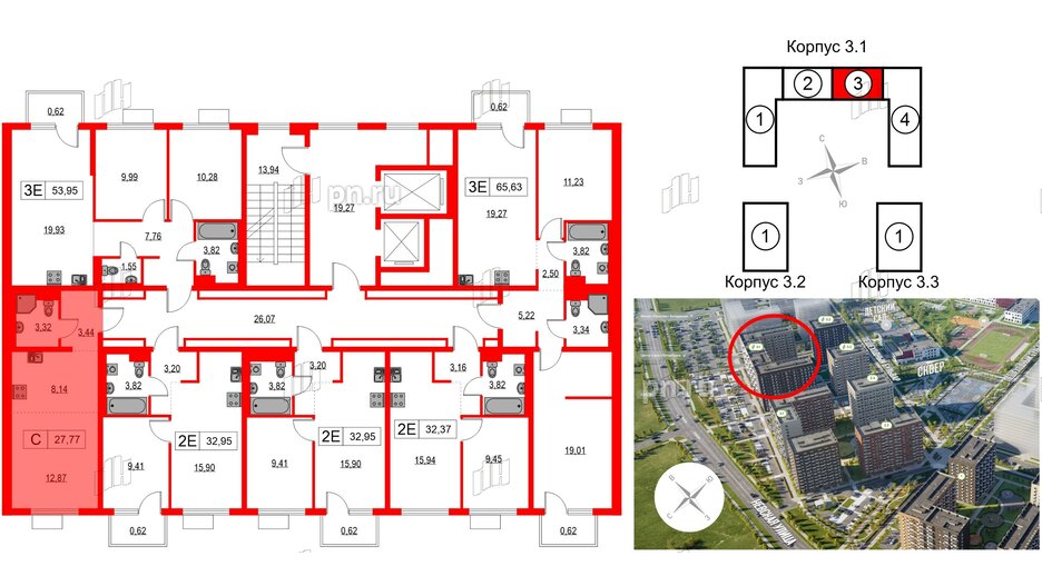 Квартира в ЖК Таллинский парк, студия, 27.77 м², 10 этаж