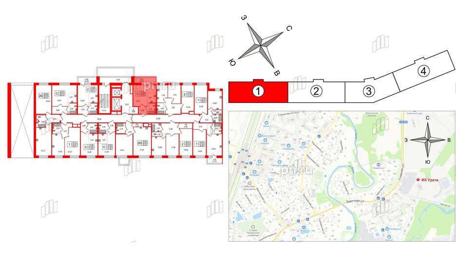 Квартира в ЖК Удача, студия, 27.2 м², 2 этаж