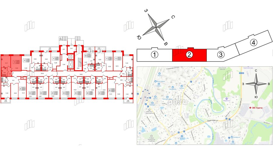 Квартира в ЖК Удача, 1 комнатная, 34.03 м², 1 этаж