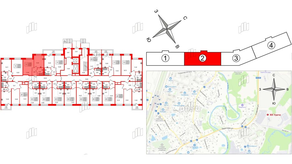 Квартира в ЖК Удача, 1 комнатная, 30.96 м², 1 этаж