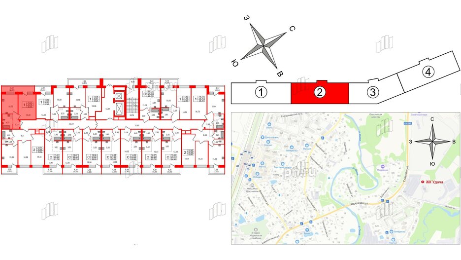 Квартира в ЖК Удача, 1 комнатная, 35.99 м², 12 этаж