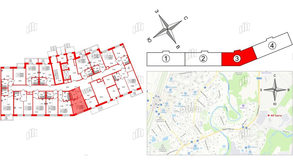 Квартира в ЖК Удача, студия, 22.8 м², 1 этаж