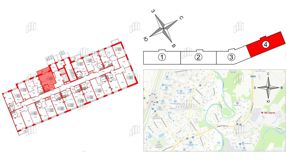 Квартира в ЖК Удача, студия, 27.5 м², 1 этаж