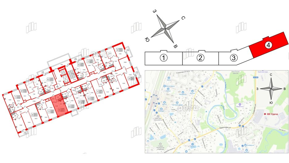 Квартира в ЖК Удача, студия, 23.2 м², 2 этаж