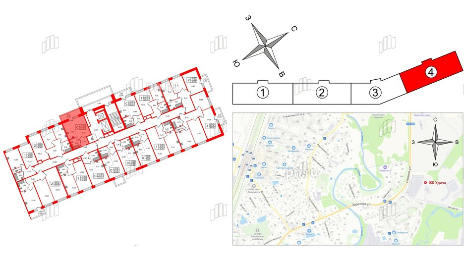 Квартира в ЖК Удача, студия, 27.23 м², 2 этаж