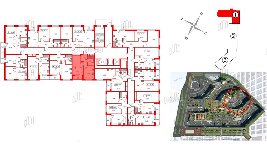 Квартира в ЖК Урбанист, 1 комнатная, 34.86 м², 2 этаж