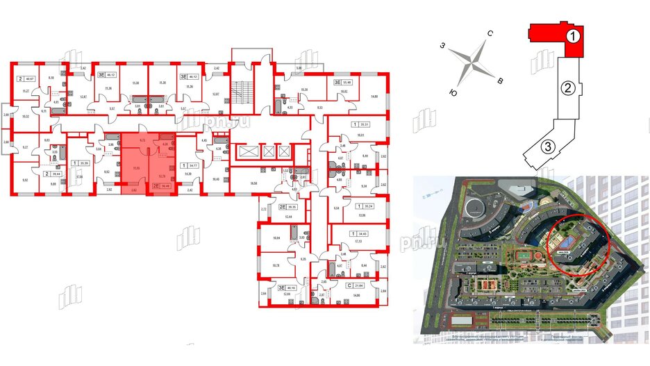 Квартира в ЖК Урбанист, 1 комнатная, 36.48 м², 4 этаж