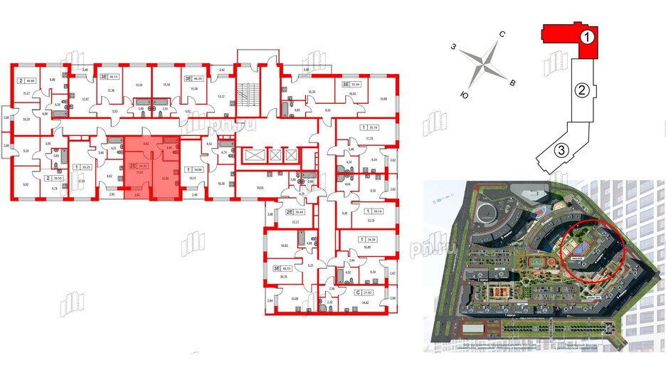 Квартира в ЖК Урбанист, 1 комнатная, 36.35 м², 2 этаж