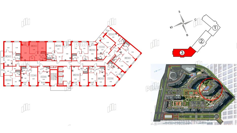 Квартира в ЖК Урбанист, 2 комнатная, 56.19 м², 2 этаж