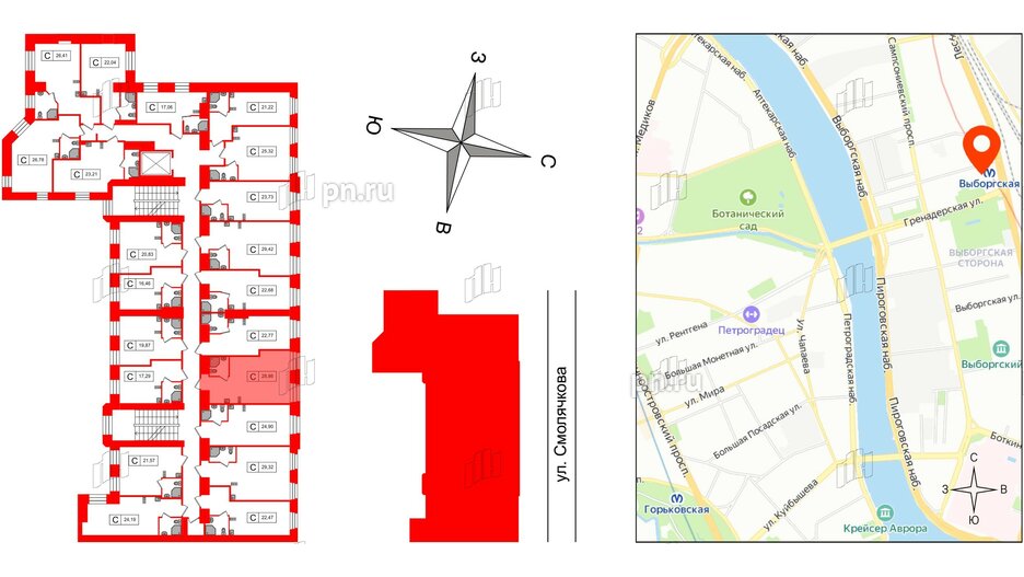 Апартаменты в ЖК Furman 1845, студия, 28.86 м², 5 этаж