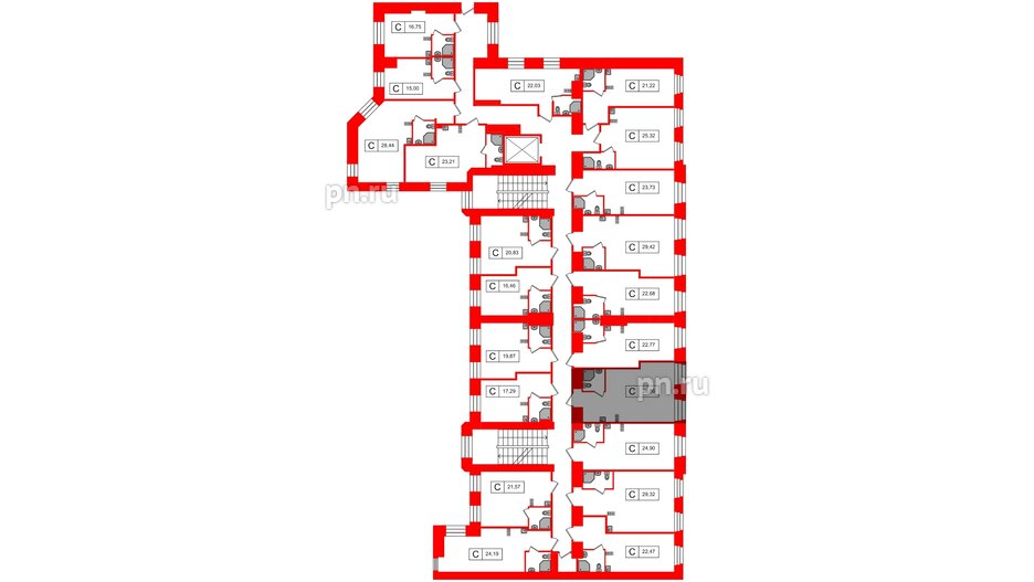 Апартаменты в ЖК Furman 1845, студия, 28.86 м², 4 этаж