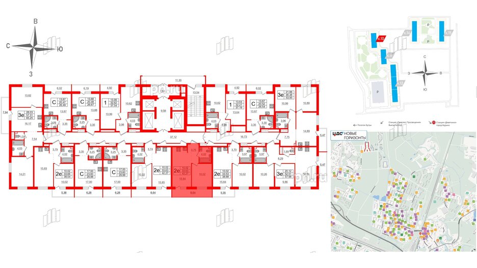 Квартира в ЖК ЦДС Новые горизонты-2, 1 комнатная, 33.63 м², 18 этаж