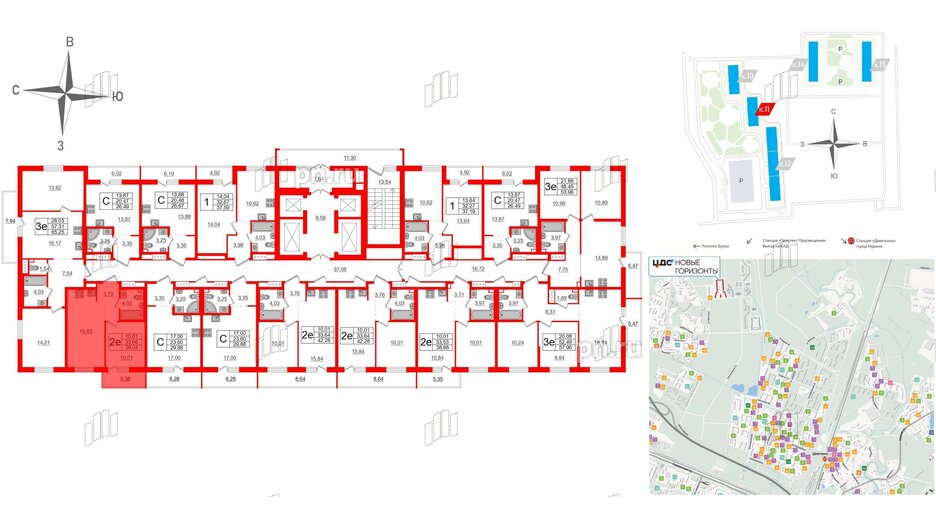 Квартира в ЖК ЦДС Новые горизонты-2, 1 комнатная, 33.66 м², 13 этаж