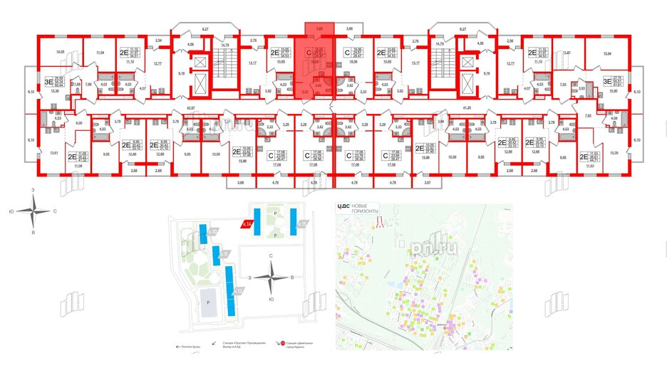 Квартира в ЖК ЦДС Новые горизонты-2, студия, 28.47 м², 17 этаж