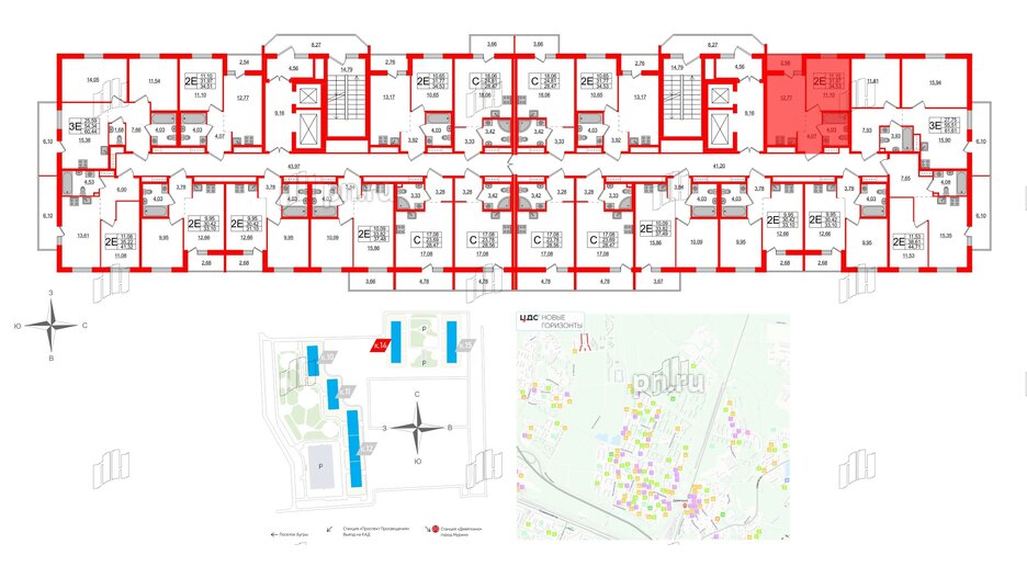 Квартира в ЖК ЦДС Новые горизонты-2, 1 комнатная, 34.53 м², 11 этаж