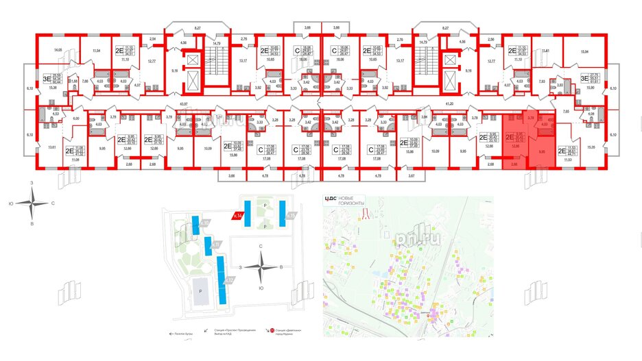 Квартира в ЖК ЦДС Новые горизонты-2, 1 комнатная, 33.1 м², 11 этаж